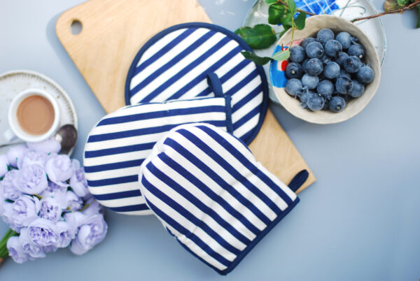 Thermal Guard Combo, Blue Stripes - Oven gloves/Heat insulation pad - Image 4