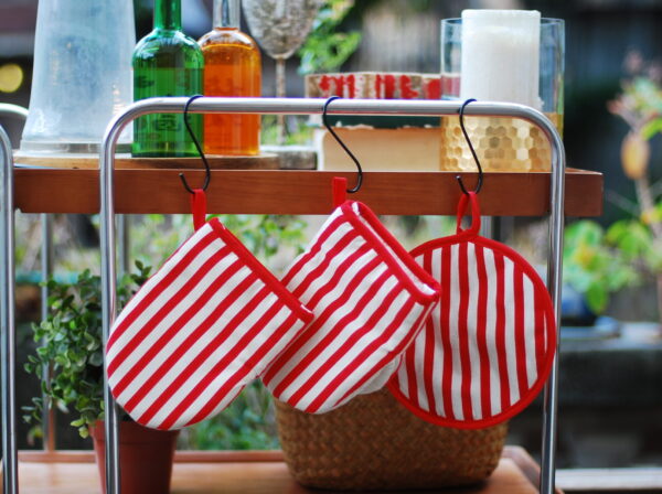 Thermal Guard Combo, Red Stripes - Oven gloves/Heat insulation pad