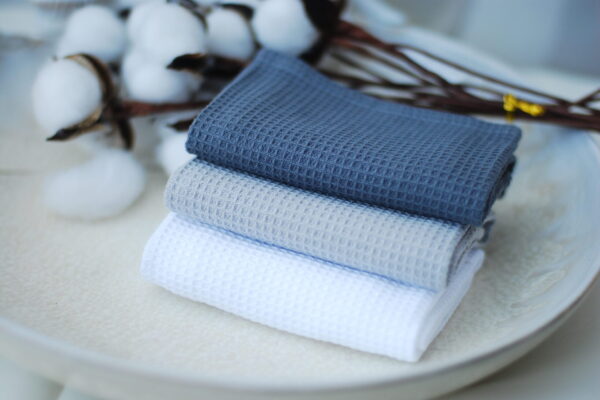 Tea Towel set – Calm Waters - Pure Color, Waffle, Pack of 3 - Image 3
