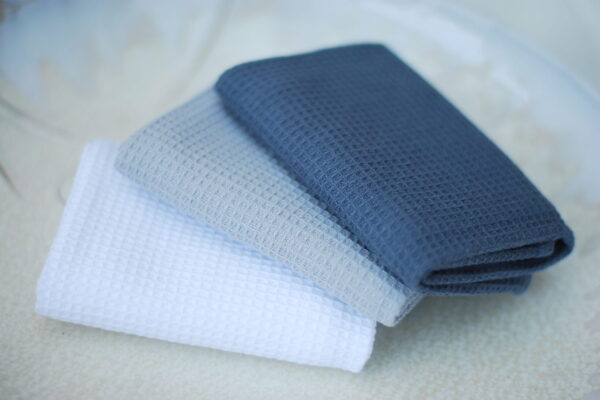 Tea Towel set – Calm Waters - Pure Color, Waffle, Pack of 3