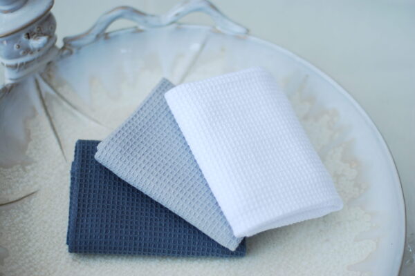 Tea Towel set – Calm Waters - Pure Color, Waffle, Pack of 3 - Image 2