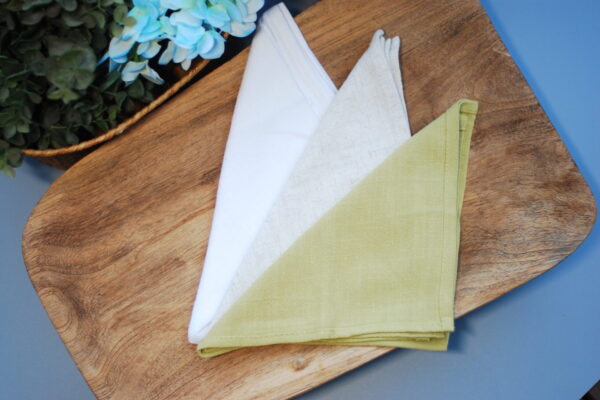 Tea towel set - Timeless Light - Cotton Linen, White/Oat/Mustard, Pack of 3 - Image 2