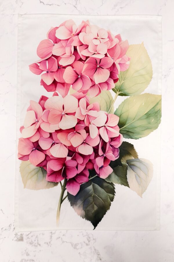 Tea Towel - Gentle Embrace - Pink Hydrangeas - Image 4