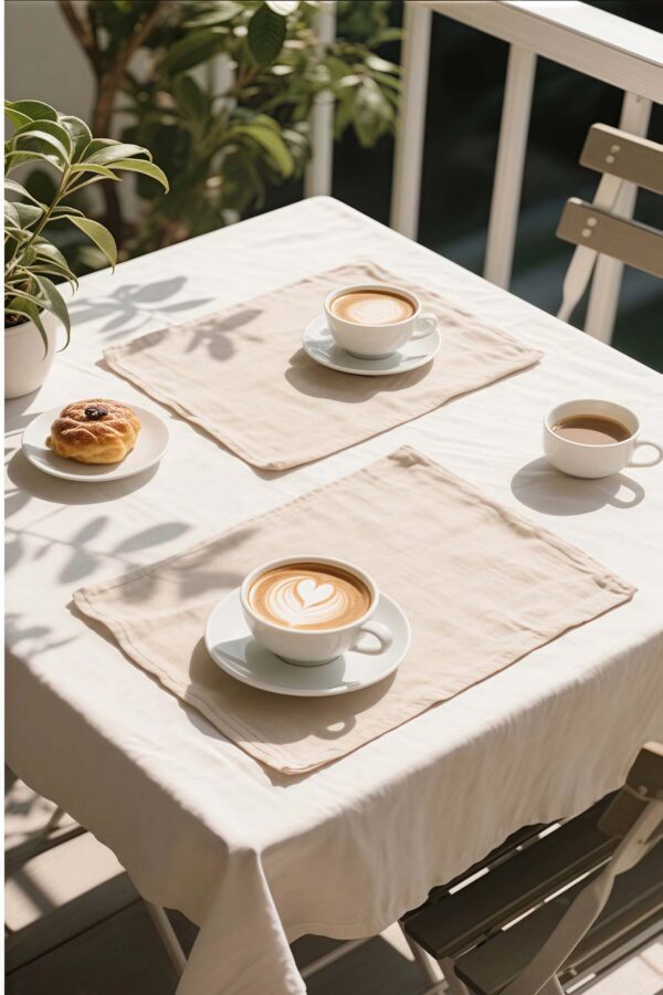 Table Set Summer – Jade Napkins & Flax Beige Placemats - Image 4
