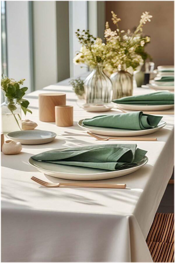 Table Set Summer – Jade Napkins & Flax Beige Placemats - Image 2