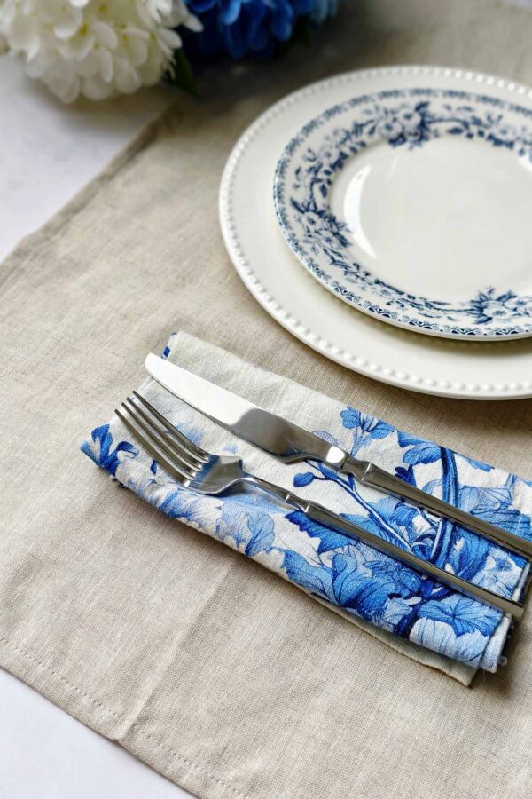 Single Napkin & Linen Placemat Set (Single Set) – Whisper of Spring - Image 2