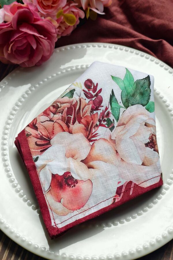 Napkin – Rose Bloom – Pure Linen - Image 2
