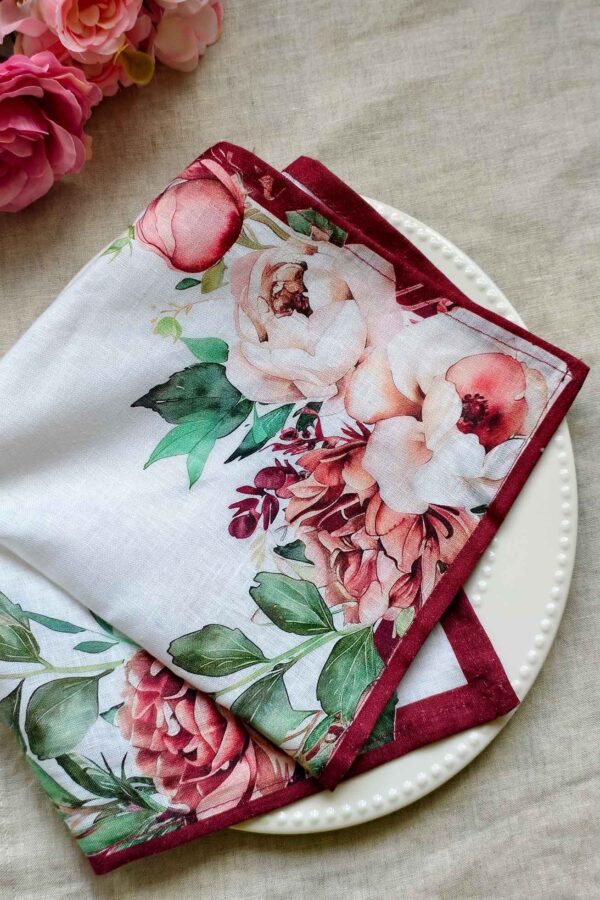 Napkin – Rose Bloom – Pure Linen - Image 4