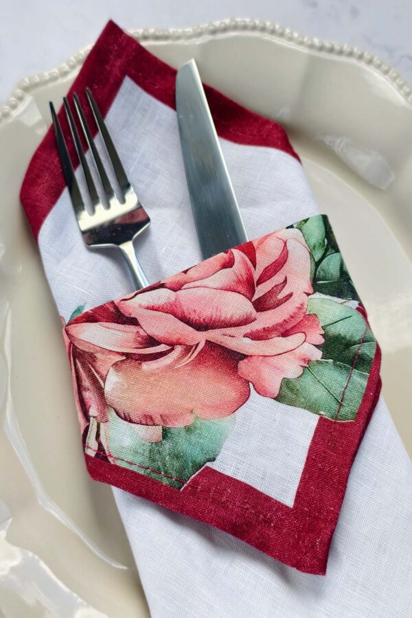 Napkin – Rose Bloom – Pure Linen - Image 5