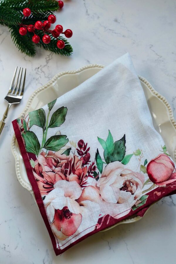 Napkin – Rose Bloom – Pure Linen - Image 6