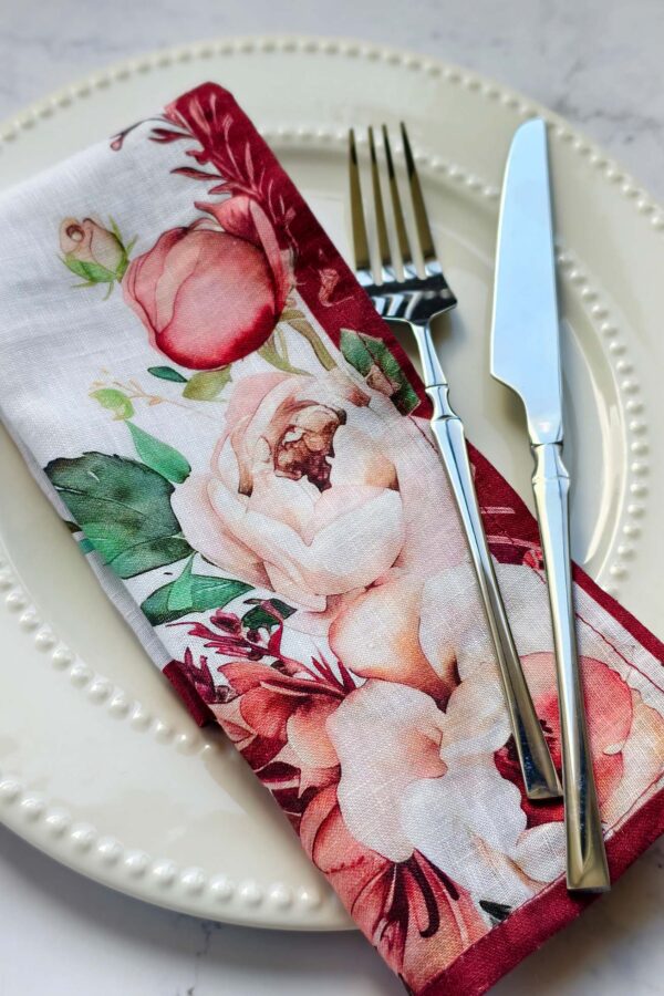Napkin – Rose Bloom – Pure Linen - Image 7