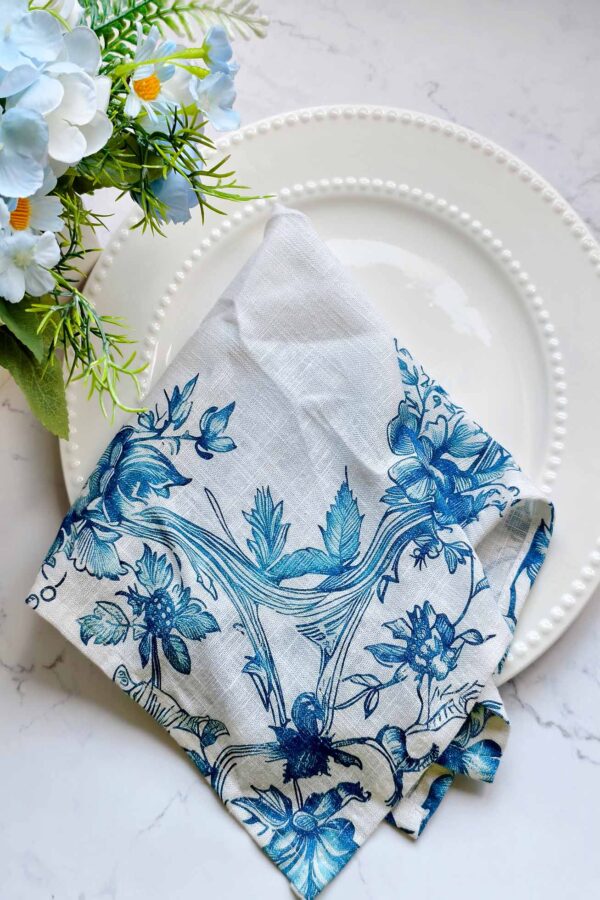 Napkin – Etched Bloom Blue – Cotton-Linen - Image 4