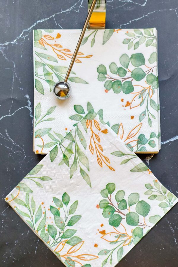 Paper Napkin – Green Leaves - Image 3