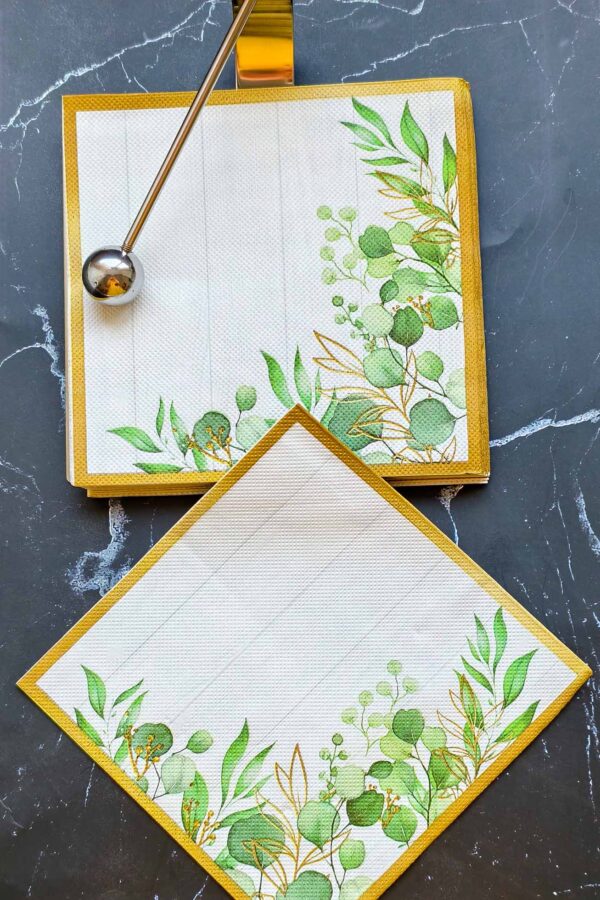 Paper Napkin – Green Leaves - Image 5