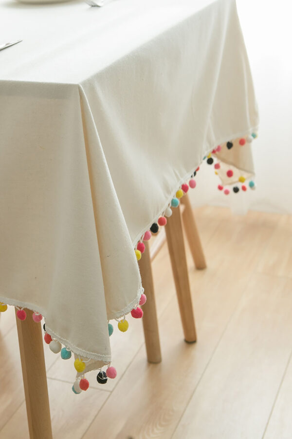 Tablecloth – Colorful Pom-Pom Edge - Image 3