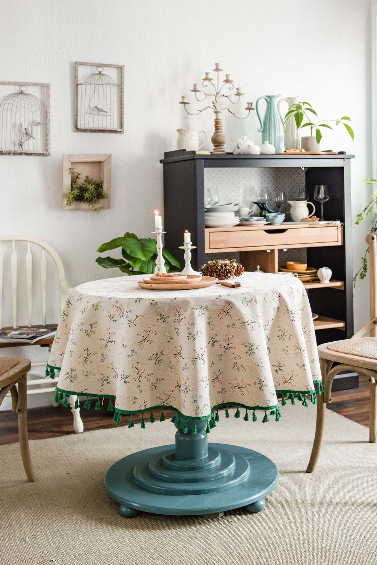 Tablecloth Tassel – Floral Green - Image 2