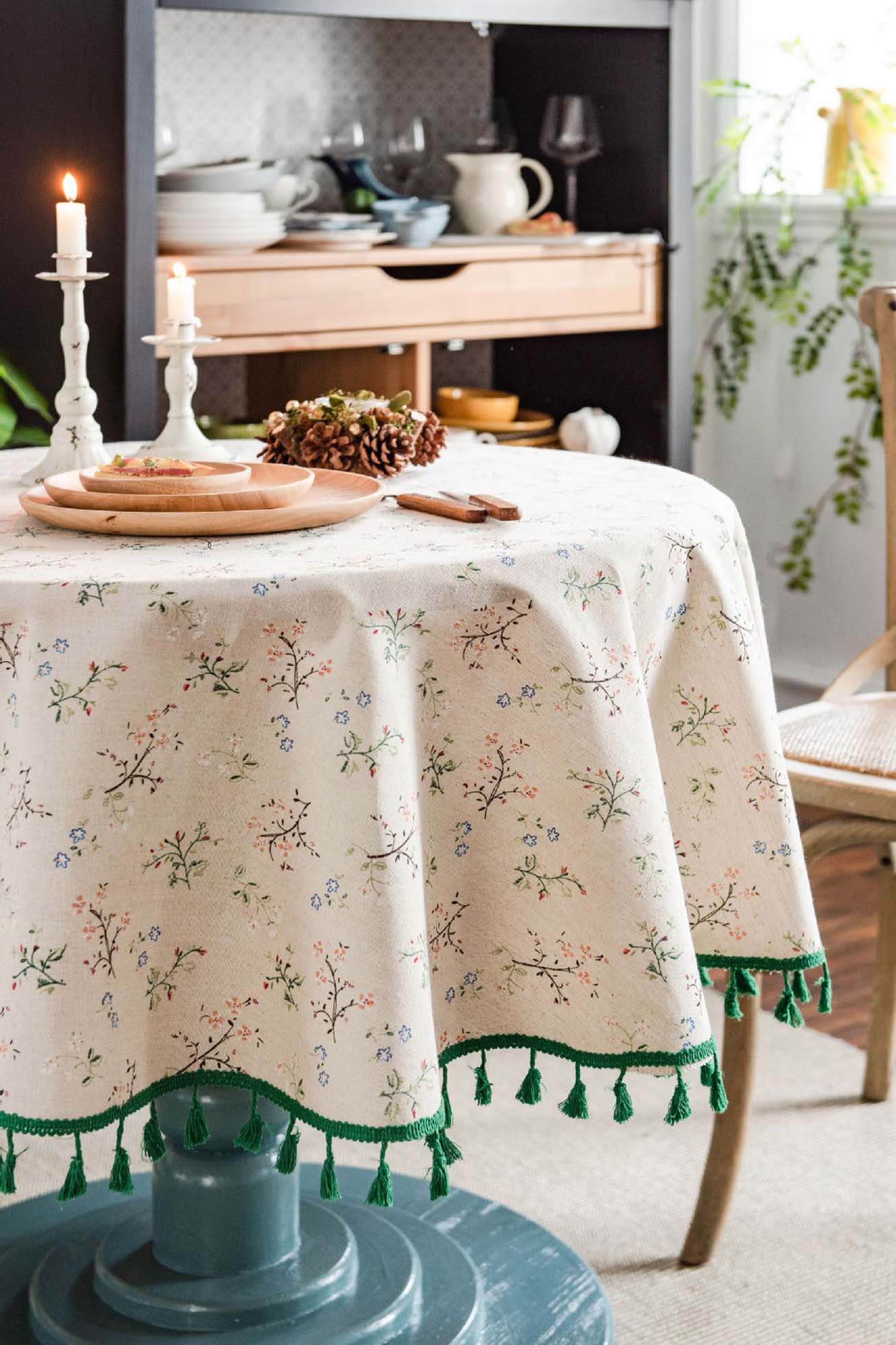 Tablecloth Tassel – Floral Green - Image 3