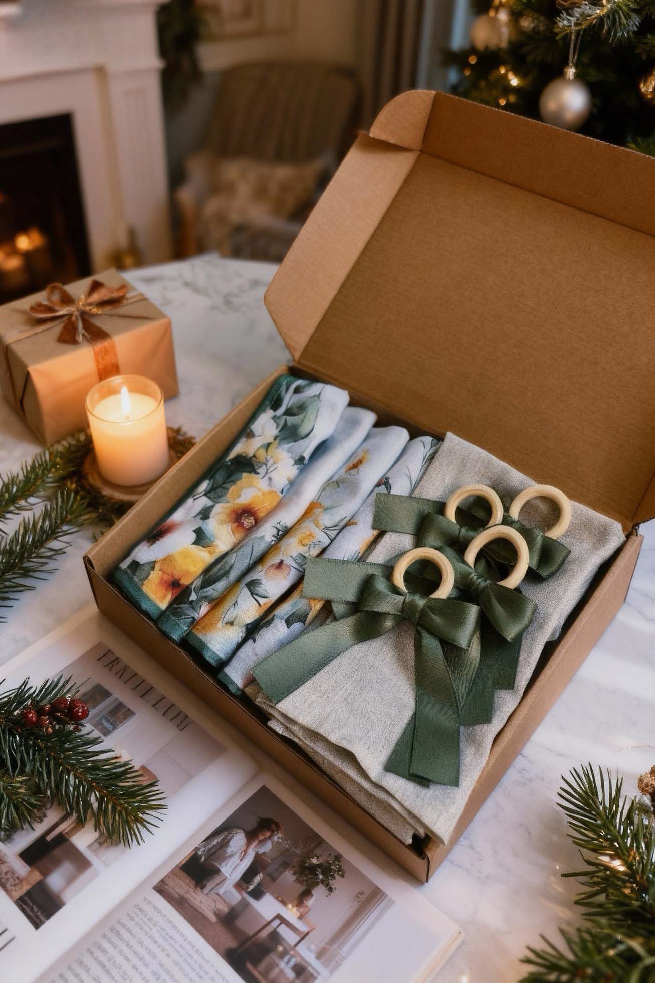 Holiday Linen Gift Set – Winter Bloom - Image 4