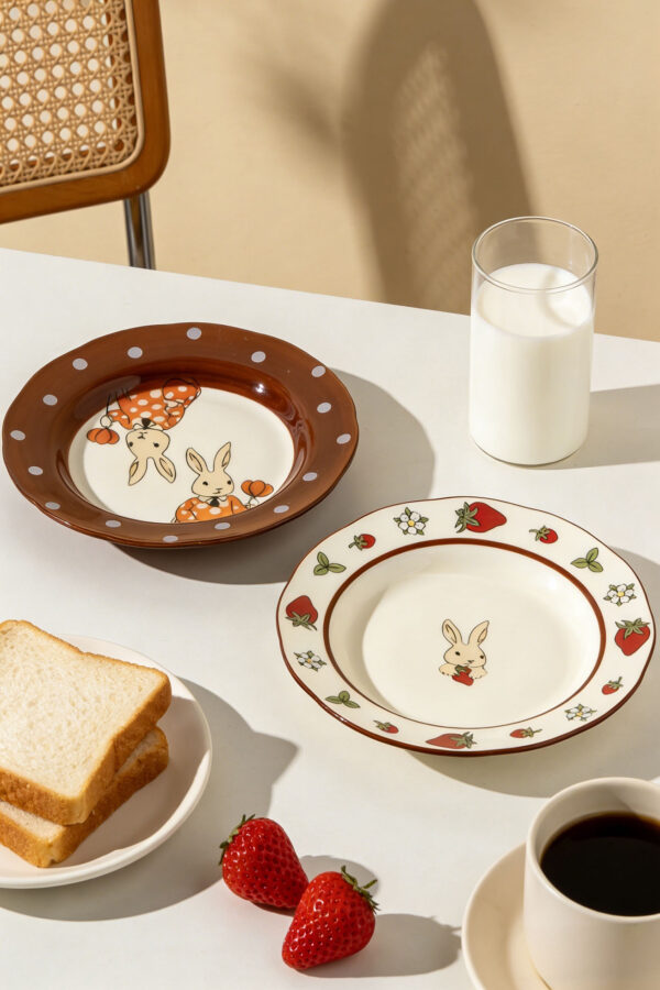 Strawberry Rabbit Ceramic Dessert Plate