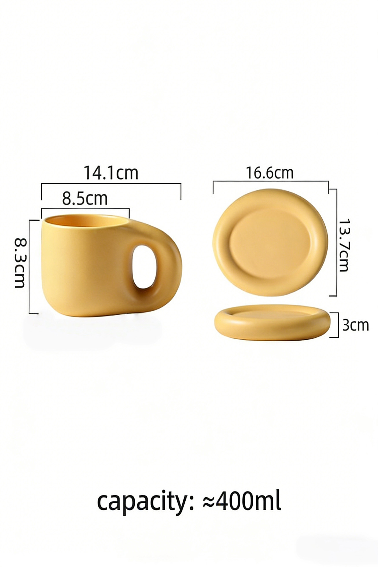 Modern Minimalist Ceramic Coffee Cup & Saucer Set - Image 5