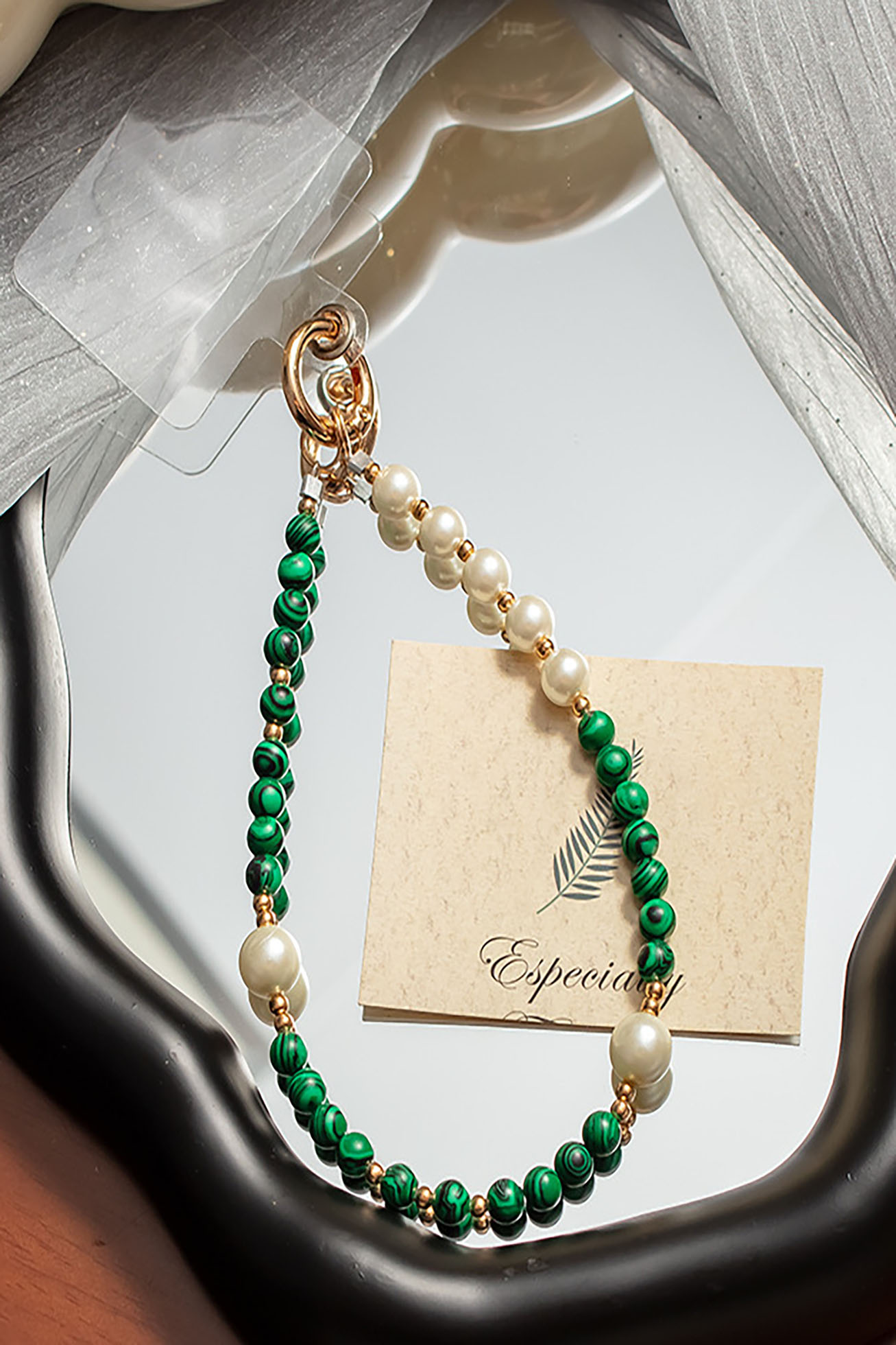 Emerald Pearl Phone Strap - Image 2