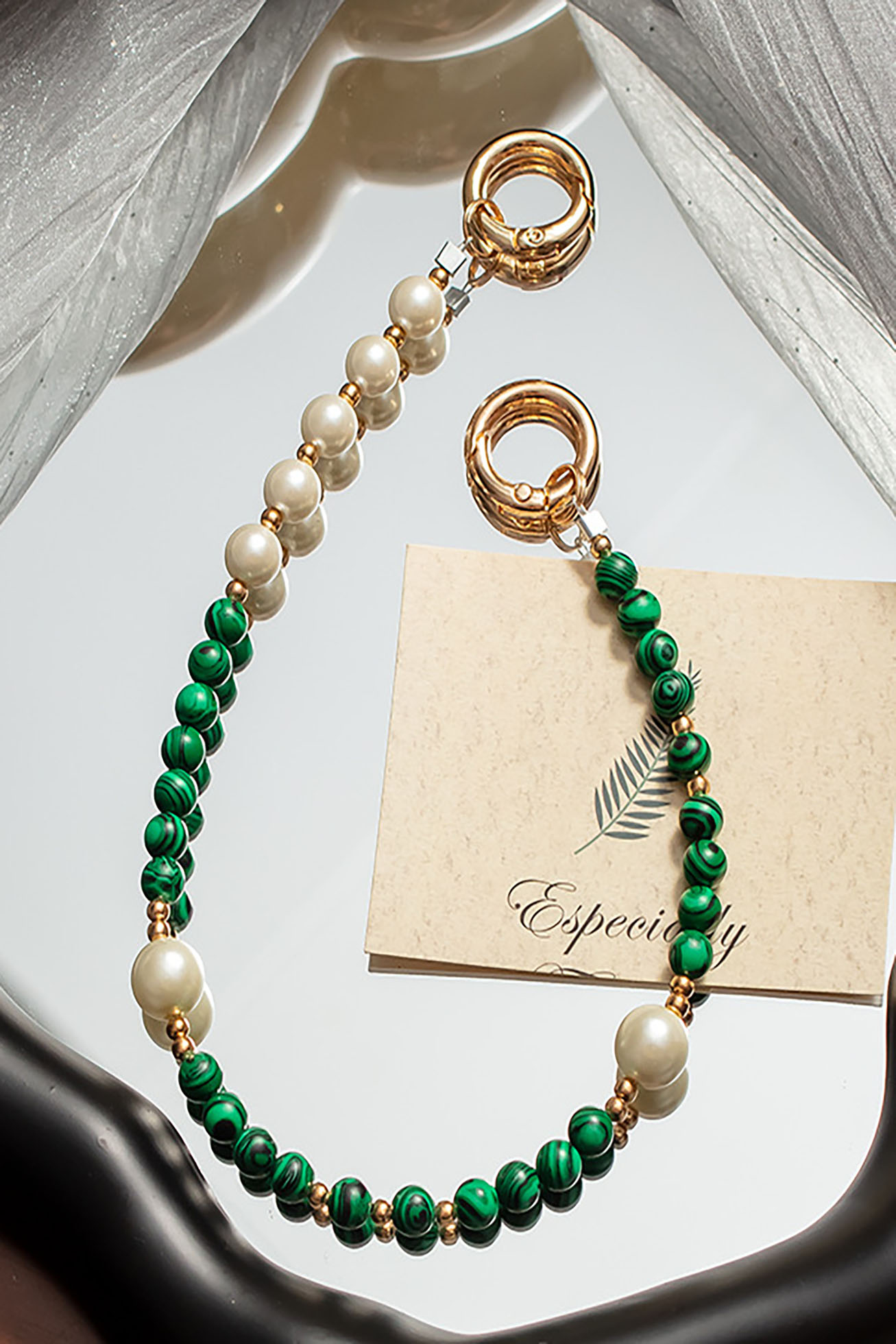 Emerald Pearl Phone Strap